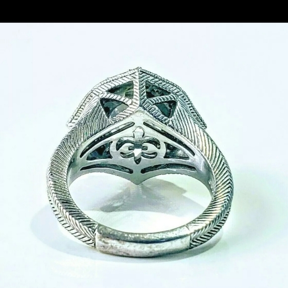 Vintage Judith Ripka Sterling Silver 4 point halo CZ engagement ring 8-8.5 - Picture 2 of 11